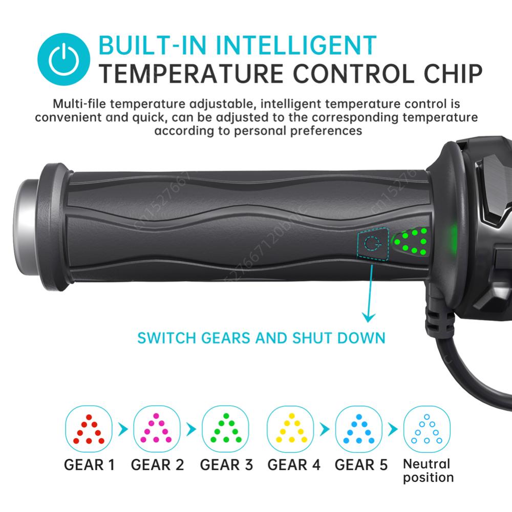 Universal Motorcycle 7/8" 22mm Hand Heated Grips DC 12V 5/3-Gear Electric Heated Grips ATV Warmers Handlebar Hand Hot Molded