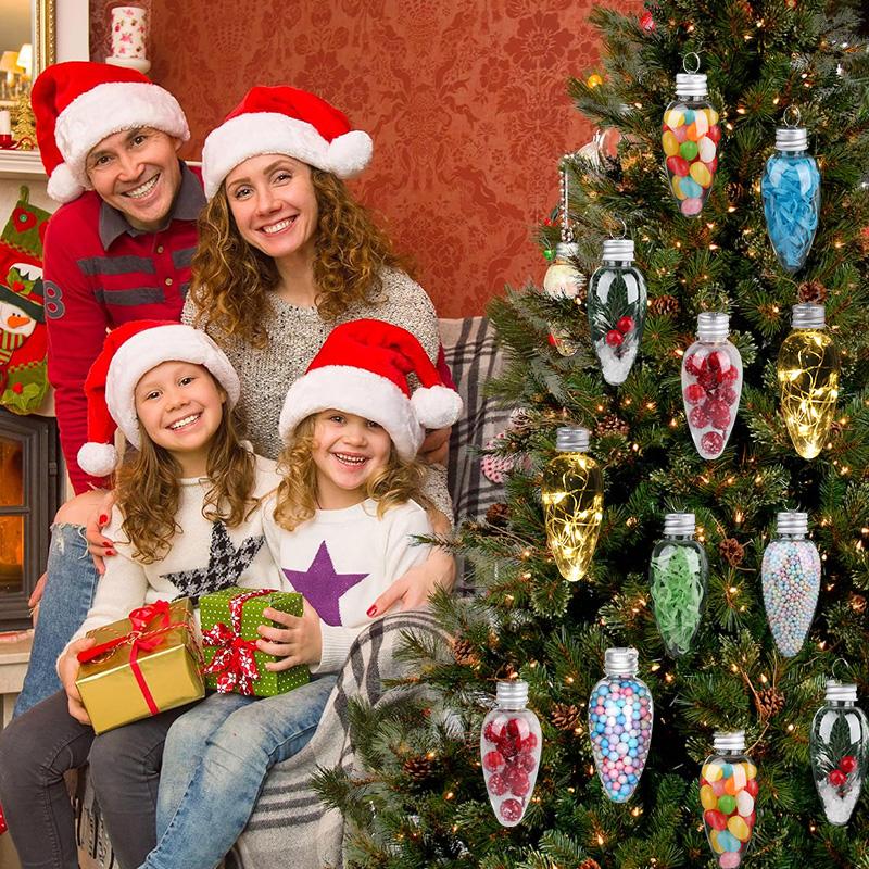 12-36Pcs Clear Christmas Bulb Ball Ornaments Fillable Light Bulb Shape Xmas Tree Hanging Pendants DIY New Year Home Decoration