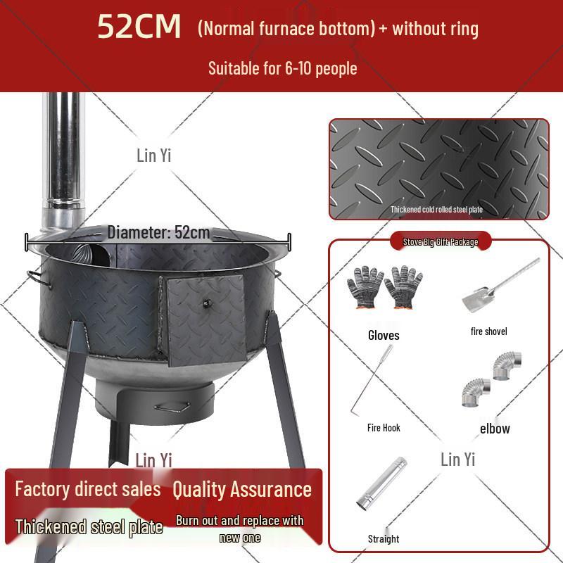 Extra Thick Patterned Steel Portable Wood-Burning Stove for Home & Outdoor Use