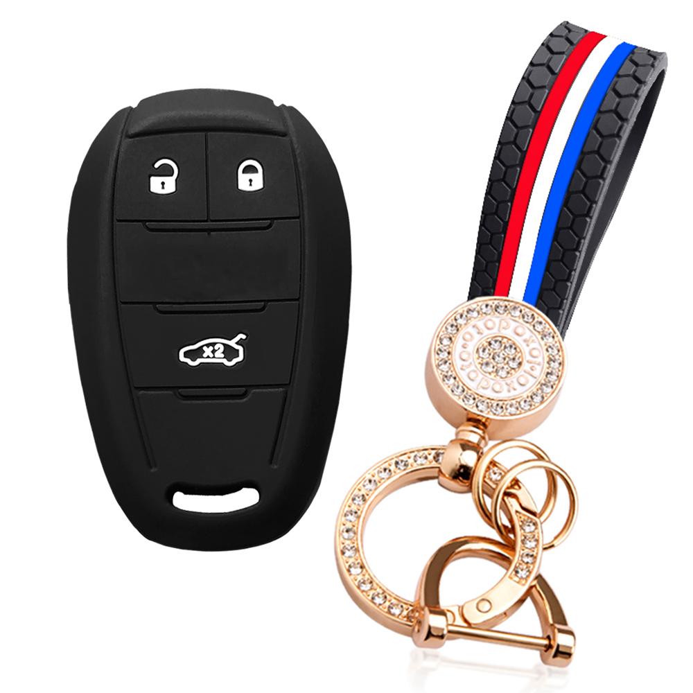 Silicone Key Case Cover For ALFA ROMEO Giulia Stelvio 3 Button Remote Key Fob Accessories Keychain Keyless Remote Key