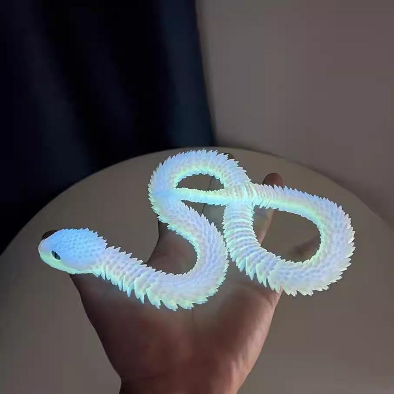 3D Printed Snake Luminous Snake Egg Viper Snake Joint Movable Simulation Small Snake Model Creative Children's Toy Ornament