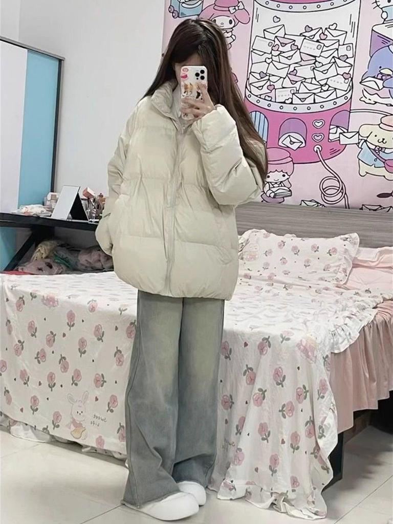 Women's Autumn/Winter Casual Loose Fit Stand Collar Down Jacket