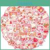Waterproof Diy Cartoon Pink Snack Stickers Perfect For Guitar Notebook And Luggage Decoration