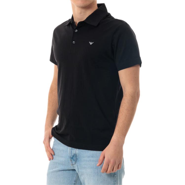 Emporio Armani Logo Solid Color Short Sleeve Polo Shirt Men tops Black EM000571-AF12331-UC001