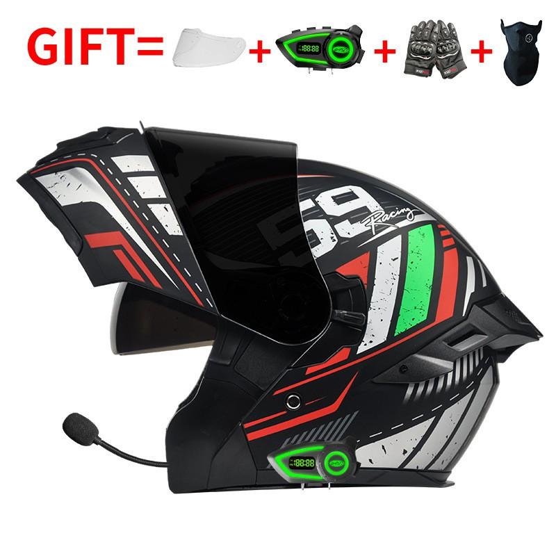 Bluetooth Motorcycle Full Face Helmet Men Women Flip-Up Design All Season ABS Safety With 3C Certification