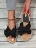Outdoor Large Size One-character Women's Hemp Rope Bottom Large Flower Fashion Casual Outer Wear Flat Slippers