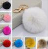 Luxurious Charm Key Ring Rabbit Fur Ball Pompom For Cell Phone And Car Keychain