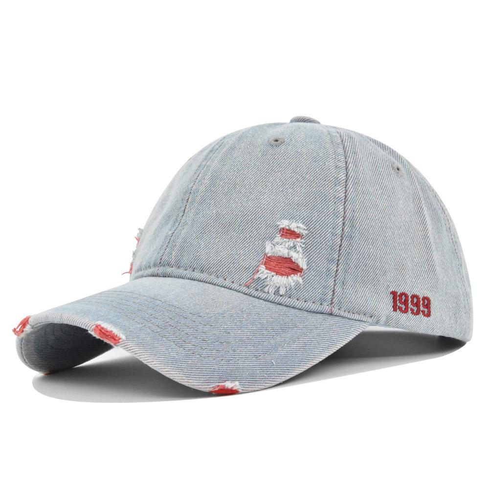 Retro Cowboy Hat Embroider Baseball Cap Washed Hole Peaked Cap Old Sun Hat Curved Brim Hat Cotton No