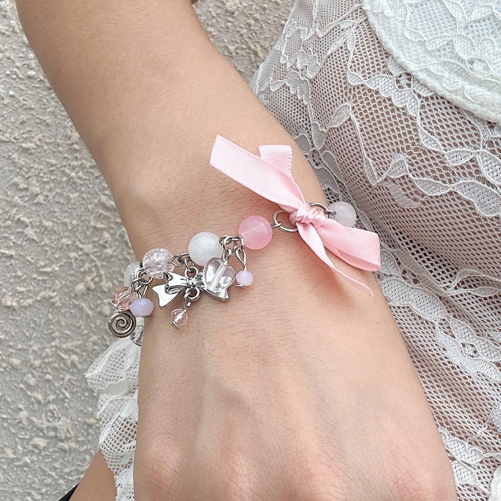 Sweet And Cool Imitation Pearl Bow Bracelet Lolita Bracelet Heart Strawberry Jewelry