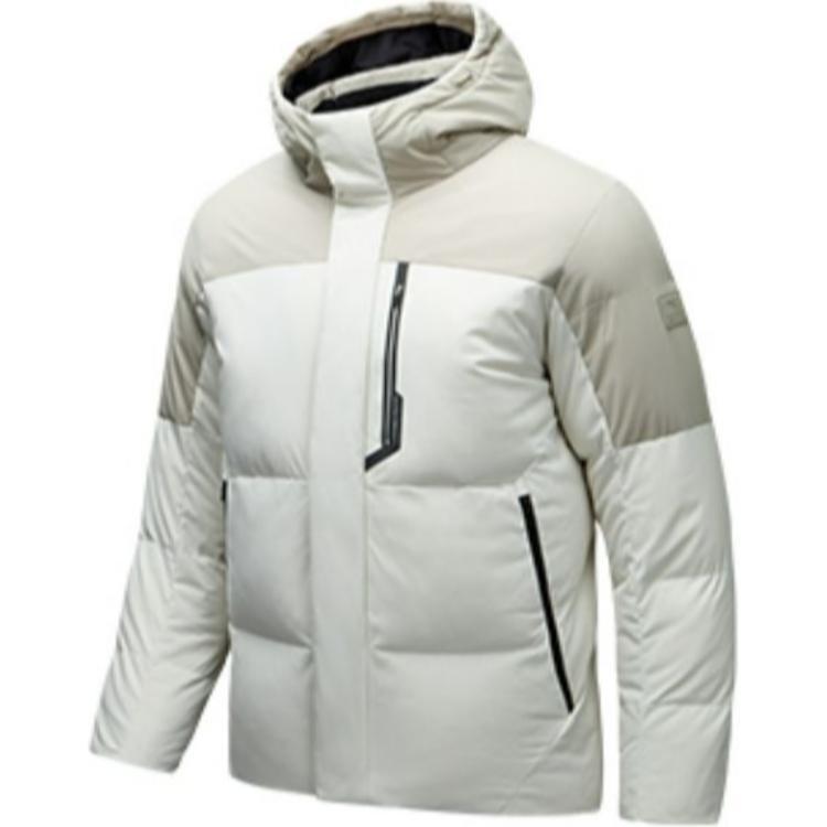 

Anta Warm Series Water-Resistant Hooded Down Jacket Light Chestnut Gray/White Coffee Men 152447908N-1 3XL