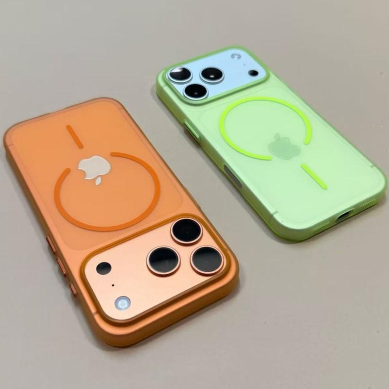 

Ultra Thin Fluorescent Color Matte Clear For Magsafe Charge Case for iPhone 17 Air 16 15 14 Pro Max Hard PC Magnetic Cover For iPhone 12 Pro розовый