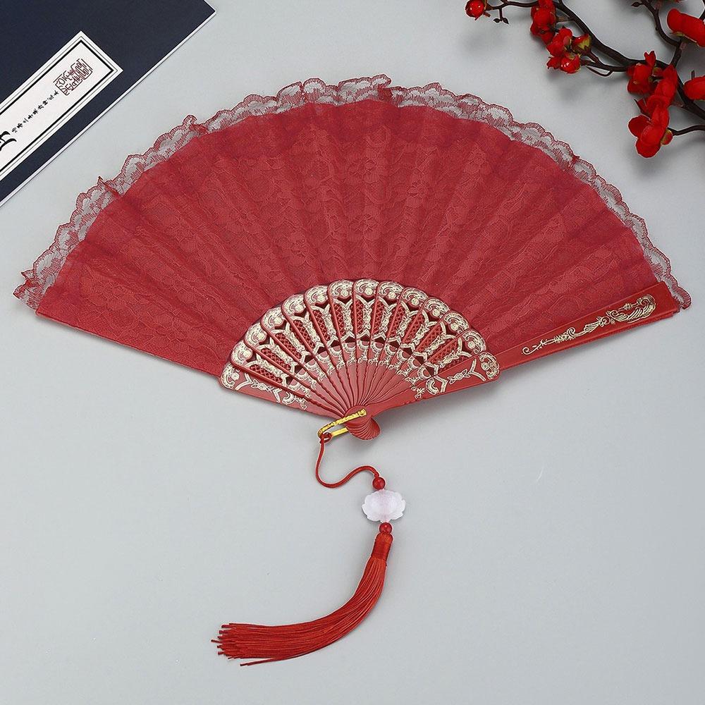 Lace Design Folding Fan Floral Pattern Handheld Fan Vintage Lace Hand Fan Party