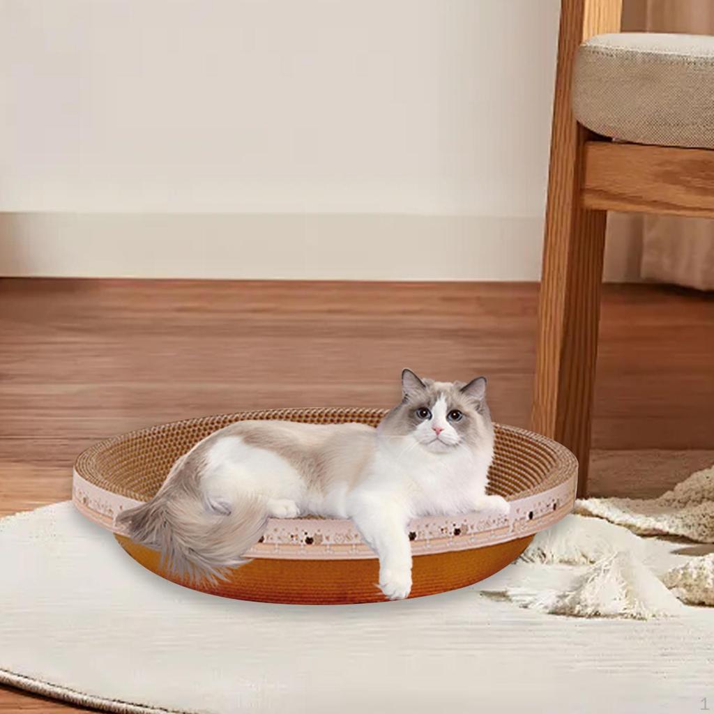 Cardboard Cat Scratcher Bed Scratch Pad Nest Couch Furniture Protector, Round Lounge Scratching