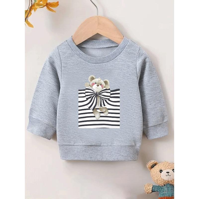 European sizes Cute Printed Pattern 0-3 Years Old Kids' Comfortable Children's Spring Lightweight Round Neck Sweatshirt, Suitable for Outdoor Wear