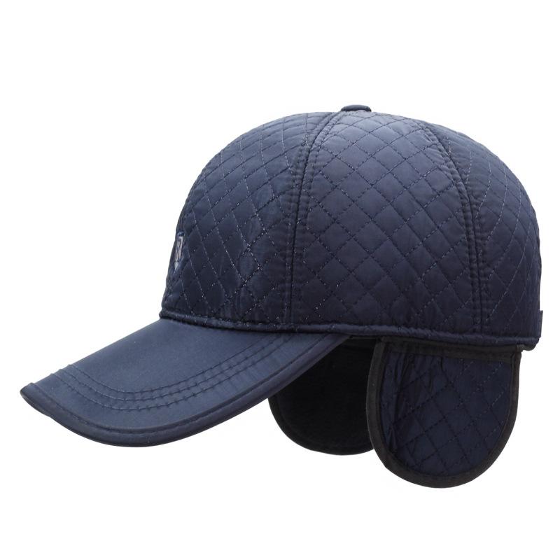 Herren Herbst Winter Warme Baumwolle Diamant Baseballkappe Ohrenschutzkappe für ältere Menschen Outdoor Kälteschutzkappe