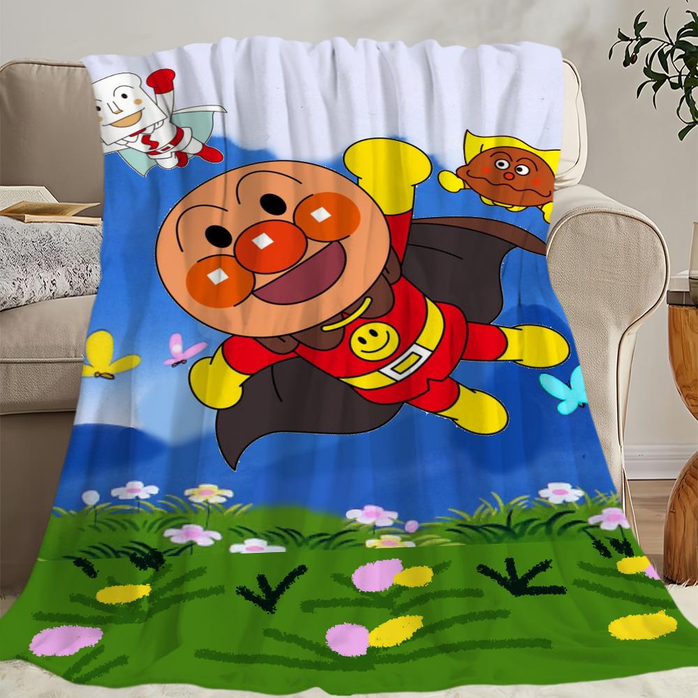 Cute A-Anpanman Printed Comfortable and Soft Sofa, Living Room Bed, Bedroom Blanket Suitable for Travel and Gifts