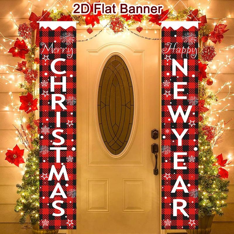 2026 Christmas Door Banner, Santa Snowman Wall Decals, Merry Xmas Home Decor, New Year Gift, Navidad Natal Holiday Couplet