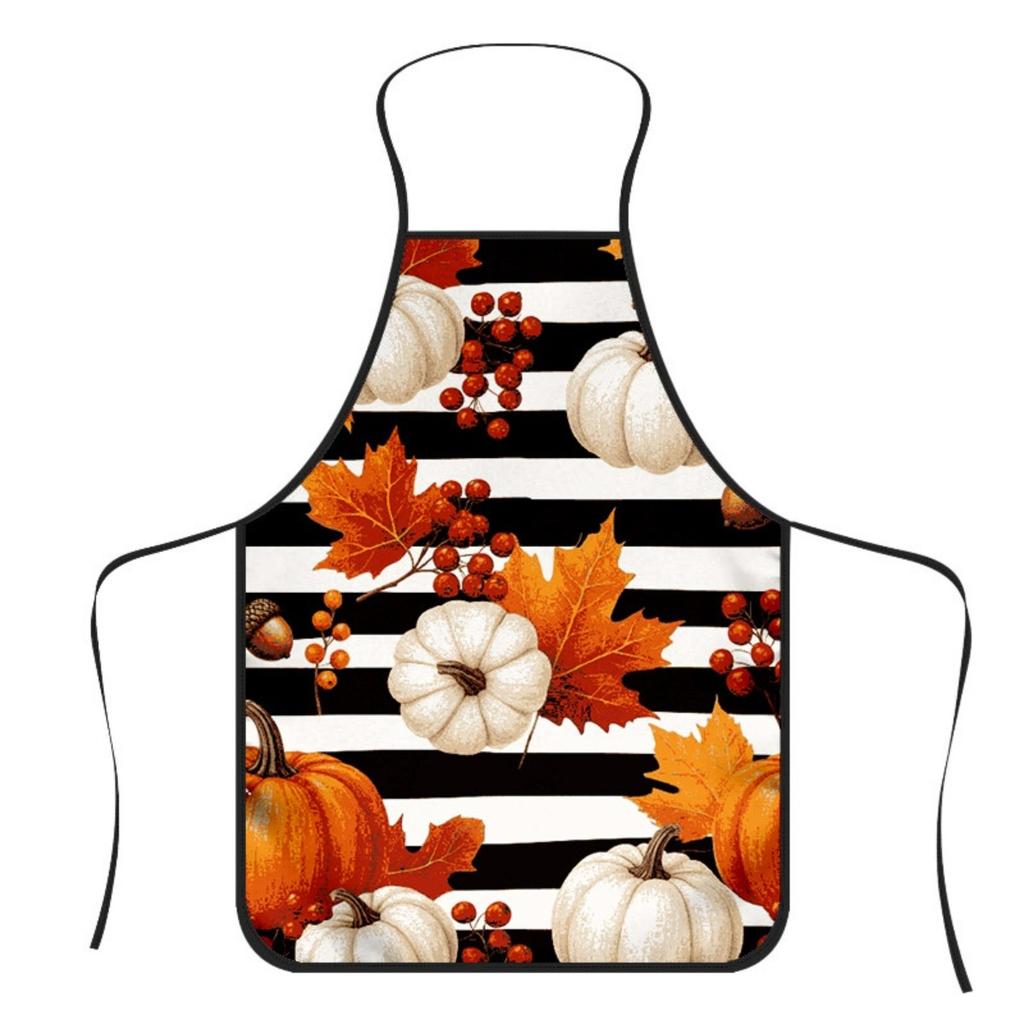1pc Pumpkin Leaf Pattern Kitchen Apron, Pumpkin Leaf Pattern Chef Apron, Pumpkin Leaf Pattern Cooking Apron, Suitable for Unisex Cooking, Mothers, Fat