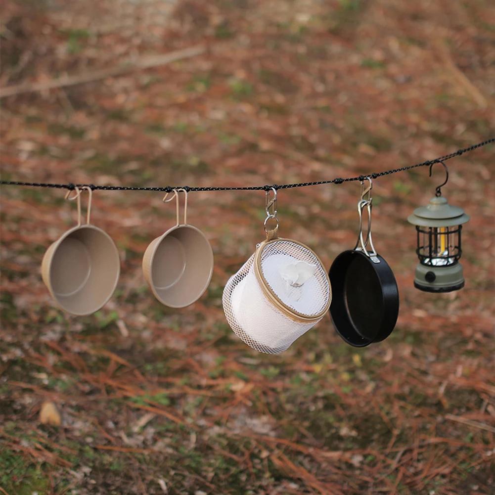1-10Pcs Portable Outdoor Beads Clothesline with 12 Clips 3m Reflective Windproof Laundry Clothes Line Rope For Outdoor Camping