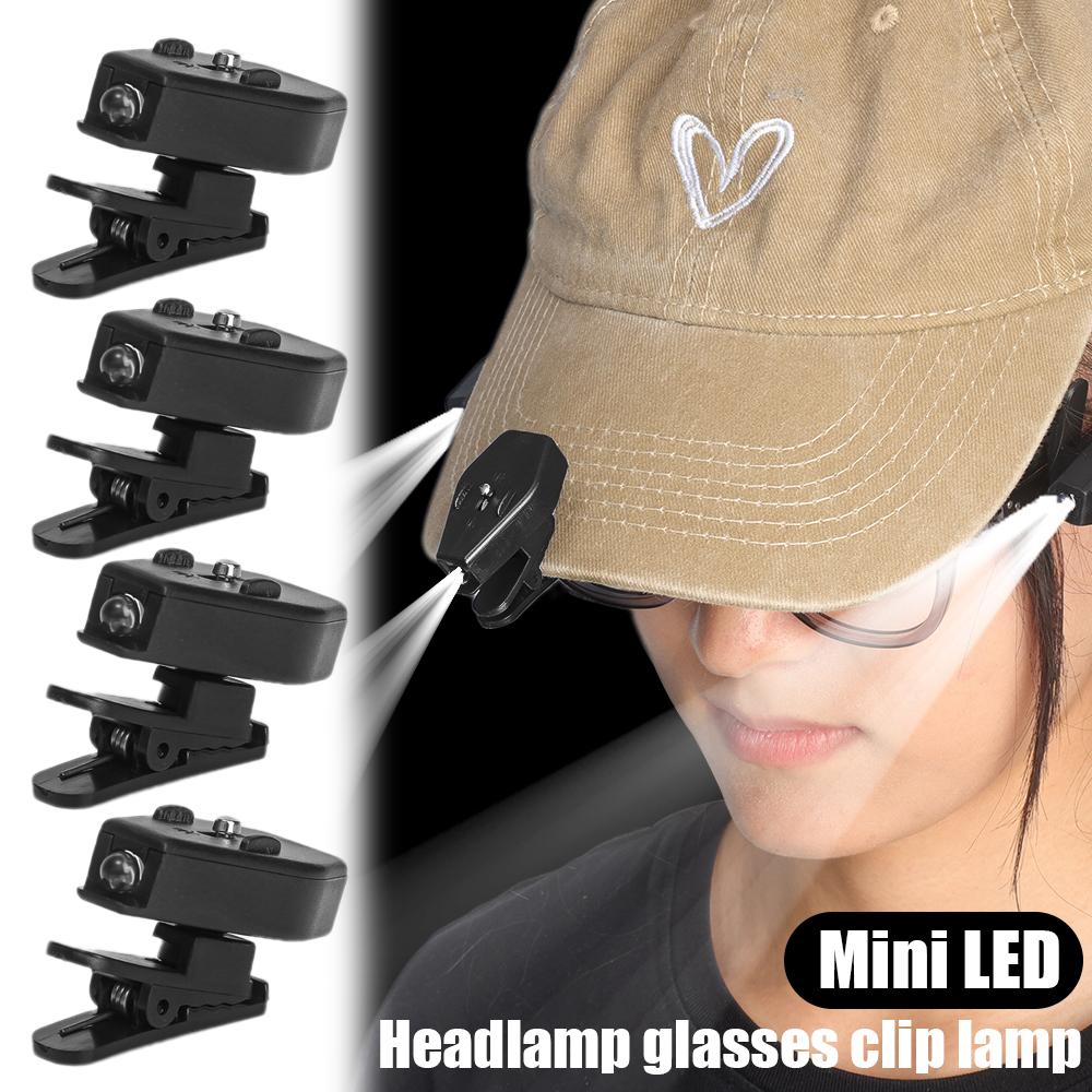 Universal LED Eyeglass Clip Night Light 360°rotation Outdoor Camping Fishing Mini Glasses Night Lamp Accessory with Button Cell