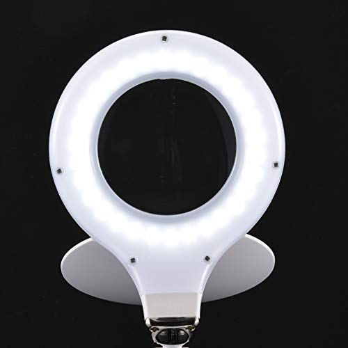 OHM Electric L-ZOOM LED Stand Light with Magnifying Glass, DS-L30B-W, 08-0871