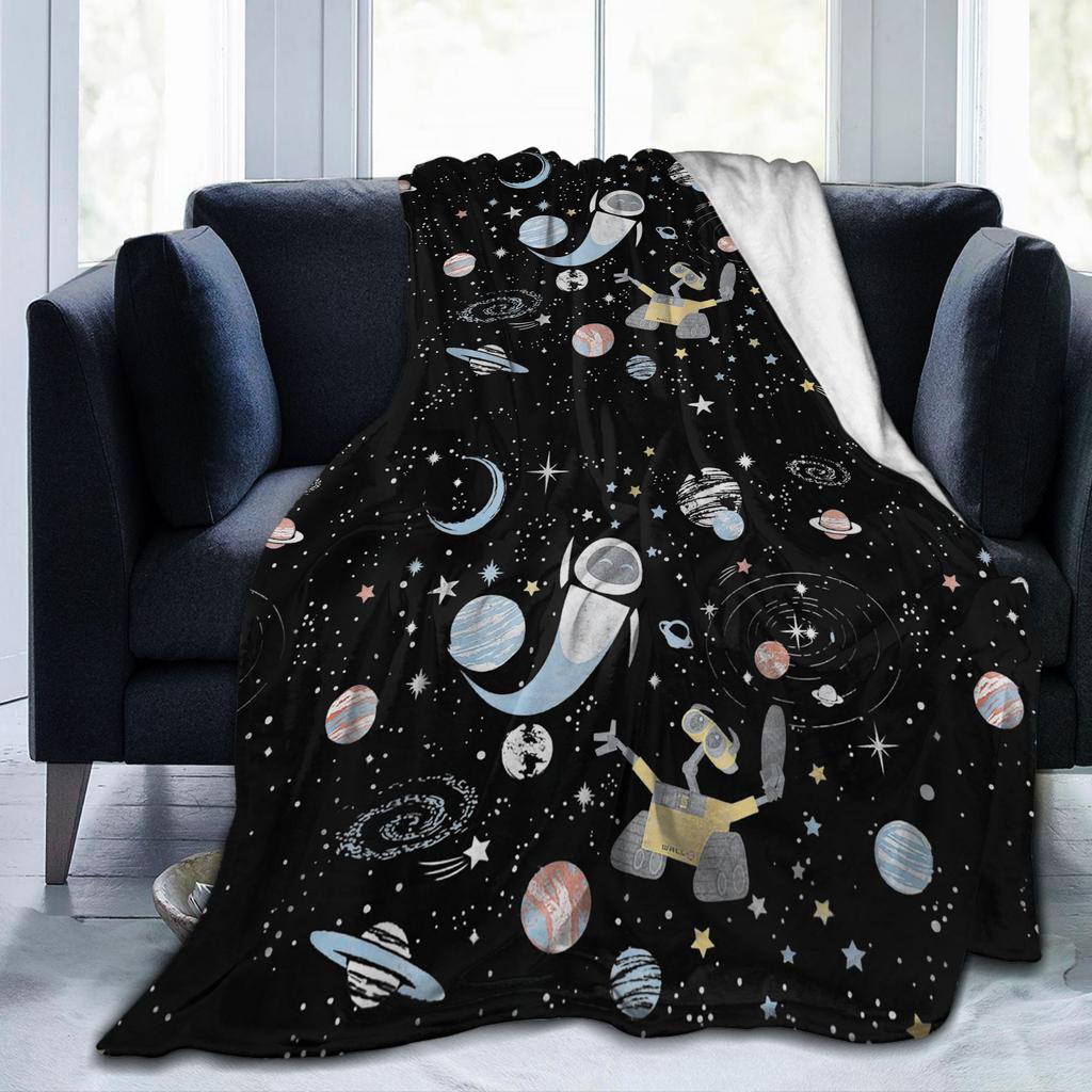Wall-E & Eve In Space Blankets Flannel Autumn/Winter Cartoon Multifunction Warm Throw Blanket for Sofa Bedroom Bedding Throws