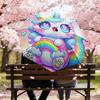1pc Cartoon cute fantasy unicorn Umbrella Portable Folding Umbrella Iron Frame Hole Bone Structure Outdoor Home Umbrella