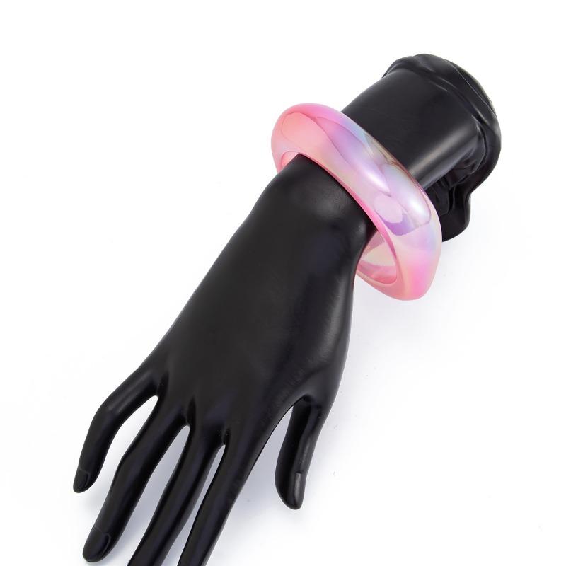 Modisches Unregelmäßiges Geometrisches Buntes Transparentes Harz Armreif Armband Hand Schmuck
