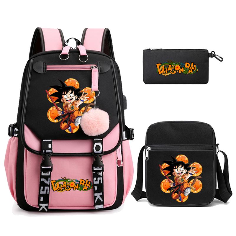 3Pcs/set Anime Dragon Ball Daily Laptop Backpack Lightweight bag for Men Women Travel Bag Student Girl Boy Back To School Unisex Bagpack Mochila