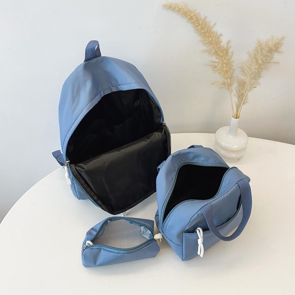 3 pcs Minimalist Backpack kit: Solid Color Backpack&handbag&Pencil Organizer Nylon Multi-Pocket For University Backpack Purse