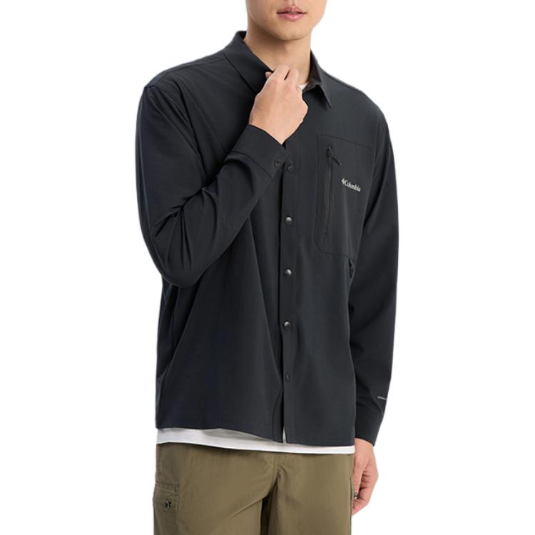 Columbia Travel Series SS25 Fashion Comfortable Versatile Sun Protection Long Sleeve Shirt Men shirts Black AE5090-010