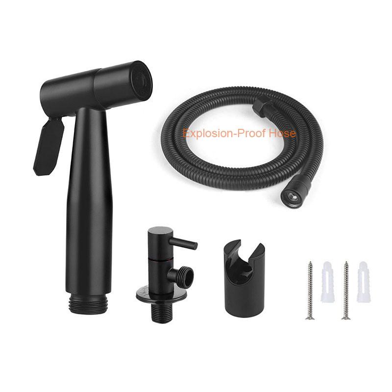 Toilet Wall Mounted Single-tube Handheld Sprayer with Explosion Proof Hose Stainless Steel Bidet Sprayer Set