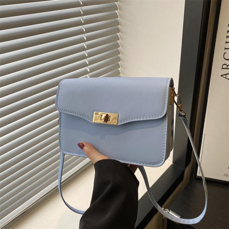 New Lock Solid Color Simple High-end Urban Commuter Versatile Atmospheric Shoulder Crossbody Bag Women