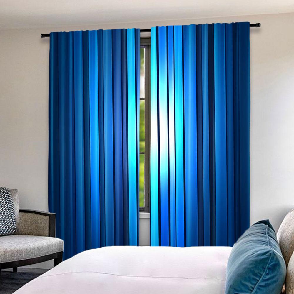 2 Stück Hafenstreifen Vorhänge Lebhaftes Marineblau Mit Dünnen Vertikalen Streifen Modernes Design Wohnzimmer Schlafzimmer Fenster Vorhänge