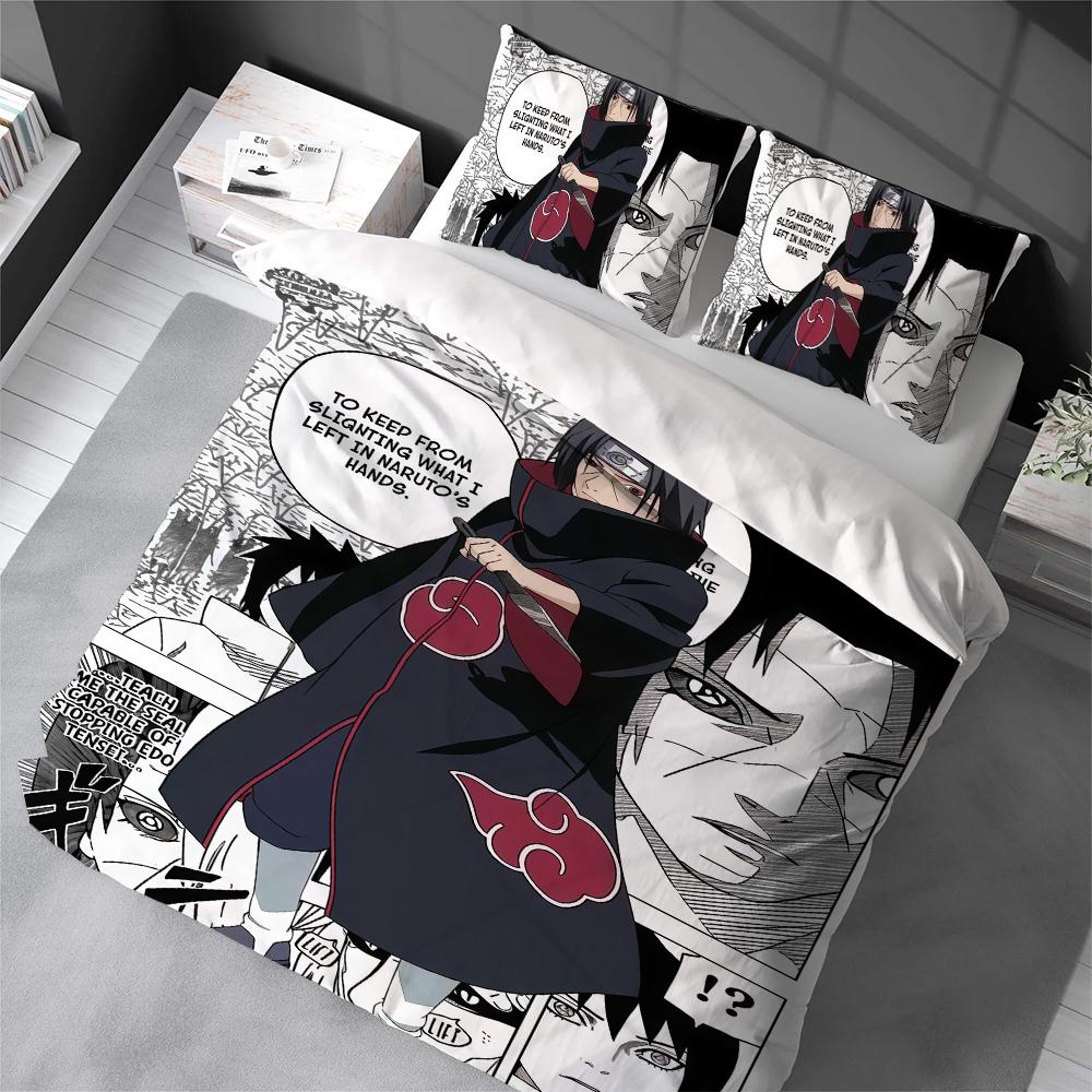 N-NarutoS Japanese Duvet Cover Set Home Style Bedding Soft Laundry Cotton Bed 3 Piece Set Student Dormitory Gift