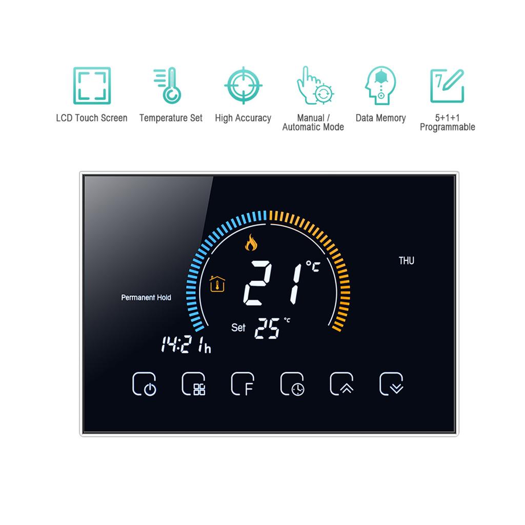 Intelligent Thermostat with LCD Temperature Controller for Home Water Heating AC95240V(BHT8000GABlack )