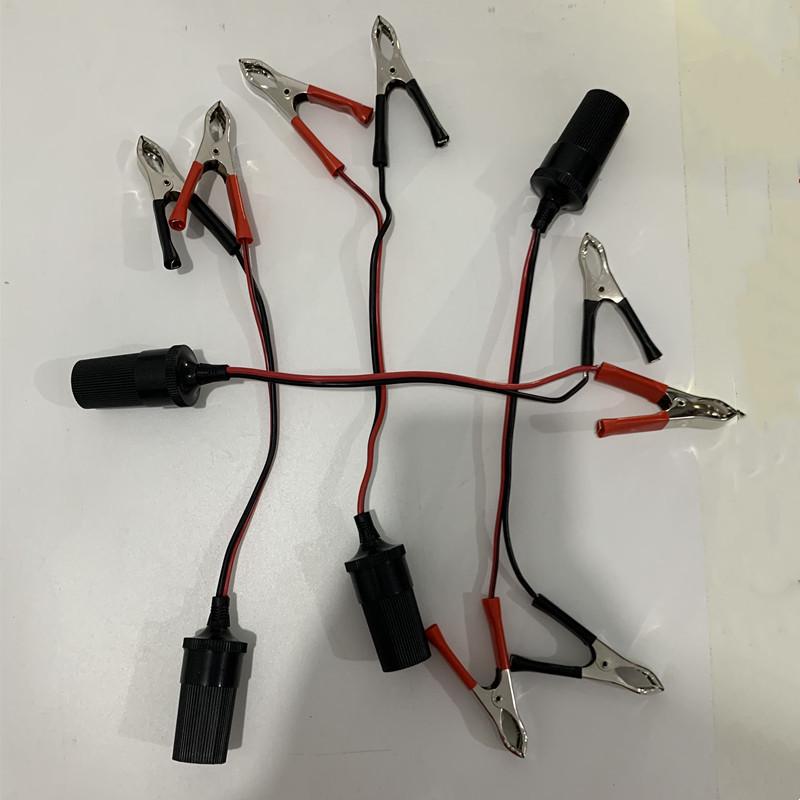 Car Battery Clip-to-Cigarette Lighter Converter Cable - Emergency Jump Starter Clips