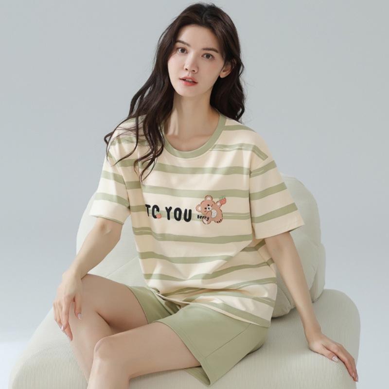 Women's Summer Cartoon Pajama Set - Cute Short Sleeve and Shorts, Plus Size, Lightweight Home or Outdoor Wear