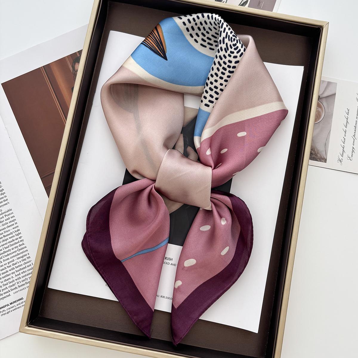 

Роскошные атласные шарфы с принтом в горошек, женский шарф, весенне-летние цветочные украшения, маленькие галстуки, повязки для волос, сумки 70x70CM