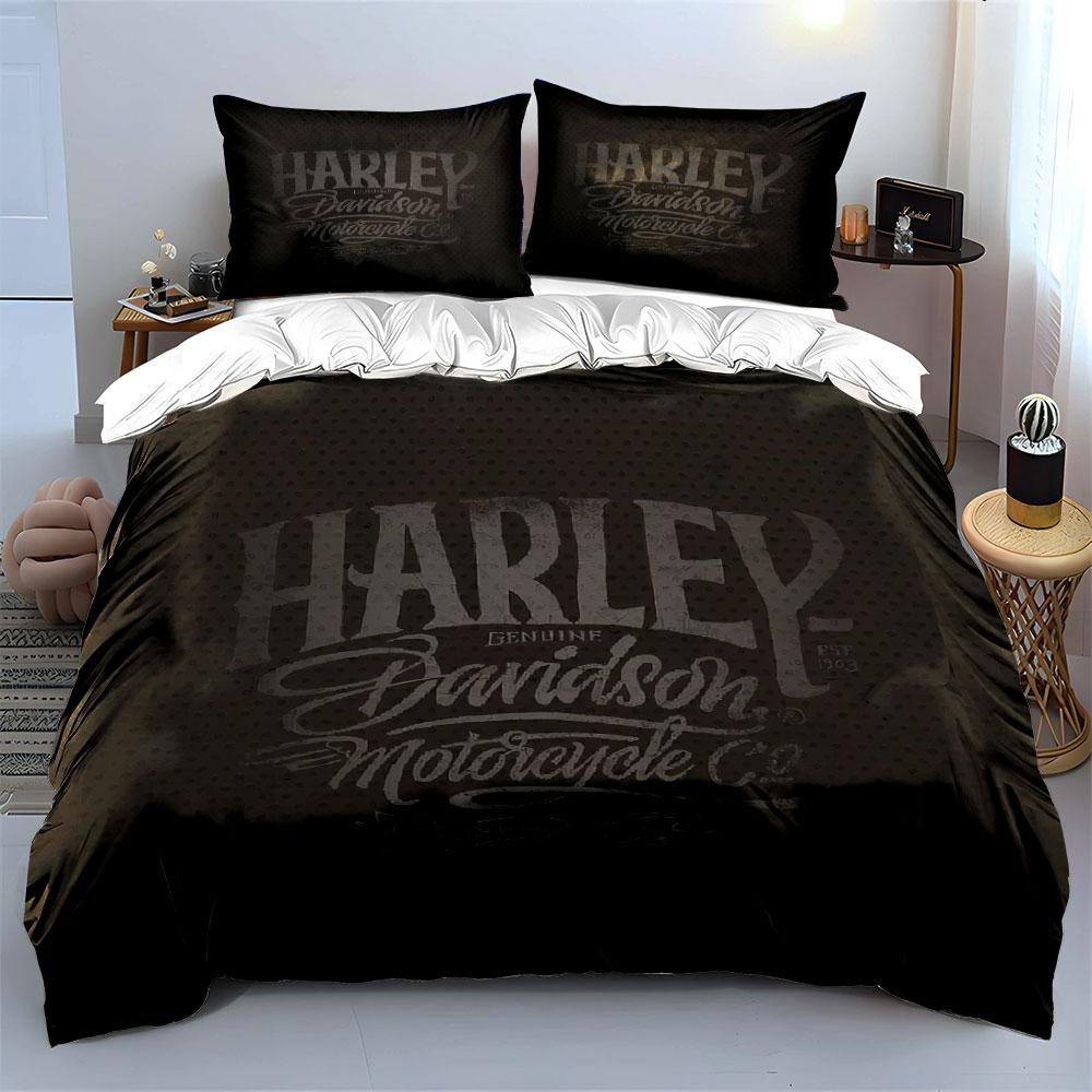 Set Biancheria da Letto Stile Harley Nero Set Copripiumino Copripiumino Federe (1 * Copripiumino 2 * Federe, senza piumino)