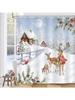 Winter Deer Shower Curtain, Xmas Cardinals on Pine Branches Snowy Forest Christmas Bathroom Curtain Polyester Fabric Waterproof
