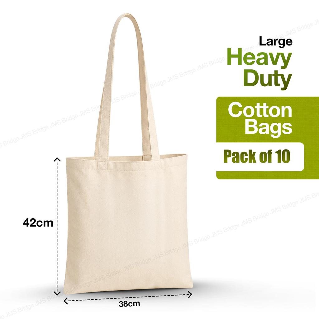 Cotton Shopper Bag 38 x 42cm 15L – Reusable Tote Bag in Black, White & Natural