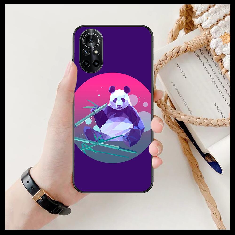 Super Cute Panda Clear pouzdro na telefon pro Huawei Honor 20 10 9 8A 7 5T X Pro Lite 5G Black Etui Coque Hoesjes Comic Fash design