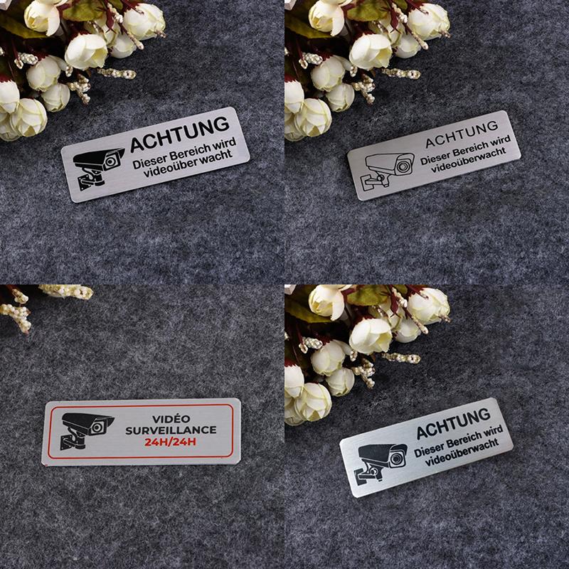 1Pcs Aluminum Watch Video Surveillance Warning Sign Private Camera Surveillancewith Sticker With Tape