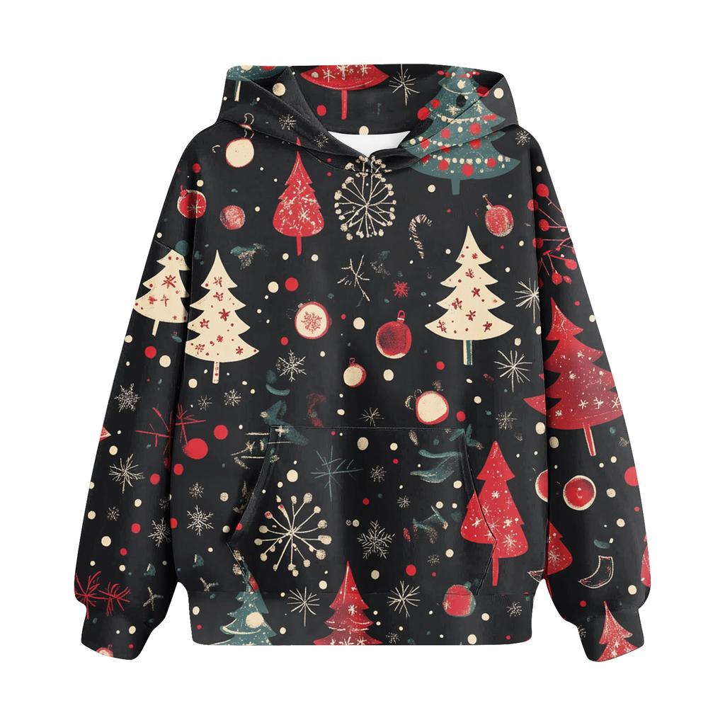 Sweatshirts For Teen Girls Hoodies Long Sleeve Drawstring Pullover Cute Oversized Hoodie Christmas Day