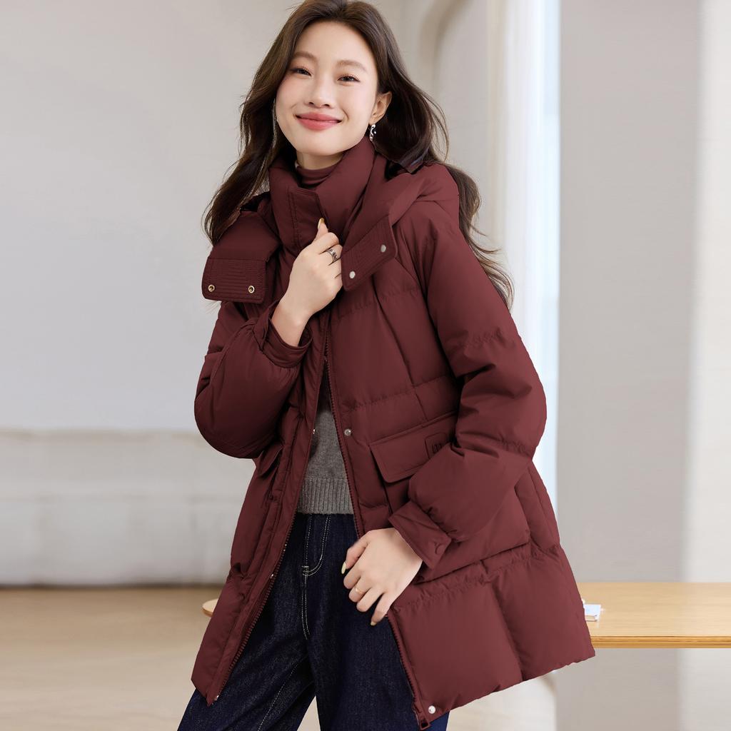 New Cotton Jacket for Women In Winter Mid-length Cold-proof Clothing Korean Style Fashionable Slim and Versatile Hooded Cotton Jacket