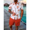 Men Sportswear 2PCS Shirts Suits Man 3D print Fashion Shirts+Shorts Two Piece Sets Hawaii Beach lapel Shirt Set Unisex Clothing