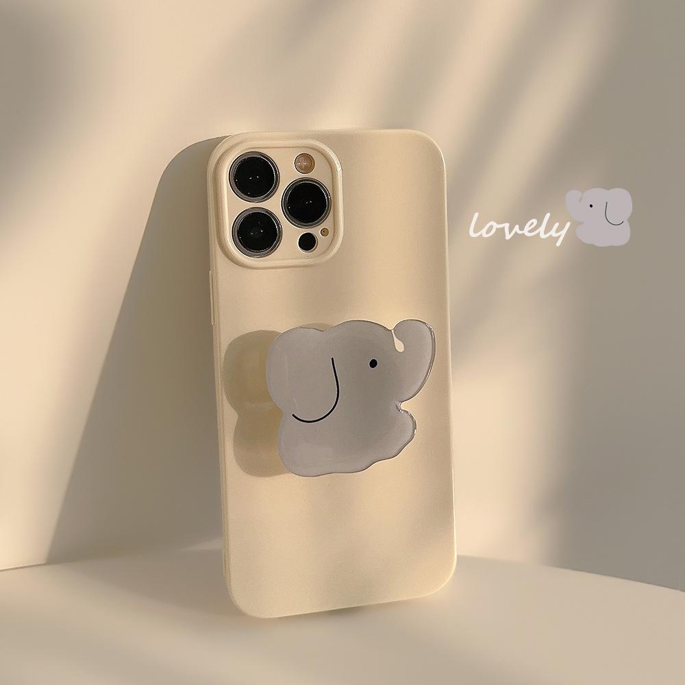 

Crisp Elephant Stand Iphone13 Mobile Phone Case Apple 15pro Max Korean Style 12 Silicone Soft 16 Suitable for 14 12pro