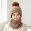 Fashion Striped Baby Beanies Hat Winter Warm Face Cover Knit Neck Protection Pullover Cap Toddler Kids Windproof Balaclava Hat