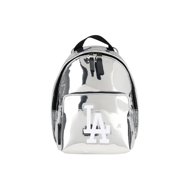 

MLB Los Angeles Dodgers LA Zipper Closure Faux Leather Backpack Shoulder Bag Crossbody Bag Unisex Backpacks Silver 32BGP4941-07M Silver